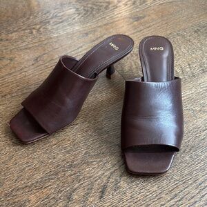 Mango Women's Brown Leather Mules